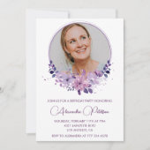 Invitation chic de 47e anniversaire Fleur Pourpre (Devant)
