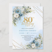 Invitation chic de 80e anniversaire Boho Or Aquare (Devant)