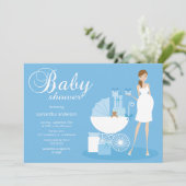 Invitation chic de baby shower de femme - garçon (Debout devant)