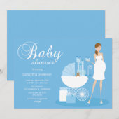 Invitation chic de baby shower de femme - garçon (Devant / Derrière)