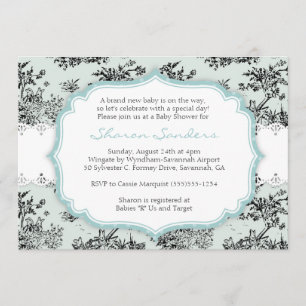Invitation CHIC de baby shower de TOILE - bleu