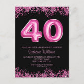 Invitation chic de fête d'anniversaire 40 ans en n (Devant)
