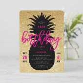 Invitation chic de fête d'anniversaire d'ananas de (Debout devant)