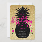 Invitation chic de fête d'anniversaire d'ananas de (Devant)