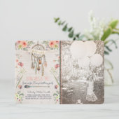 Invitation chic de fête d'anniversaire de Boho (Debout devant)