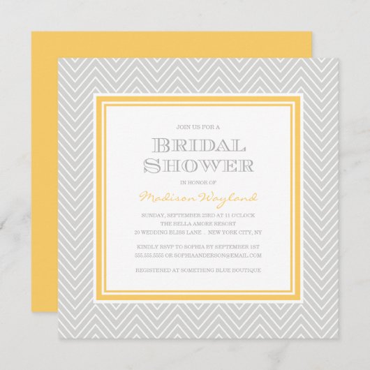 INVITATION CHIC DE FÊTE DE LA MARIÉE DE CHEVRON (Devant / Derrière)