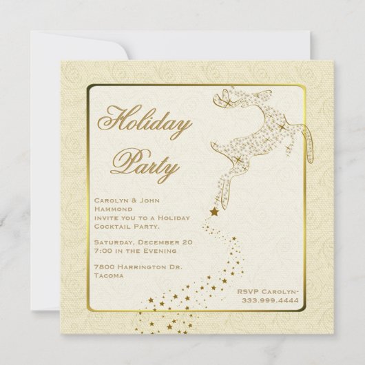 Invitation chic de fête de vacances d'ivoire et (Devant)