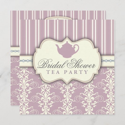 Invitation chic de thé de Fête de la mariée de (Devant / Derrière)