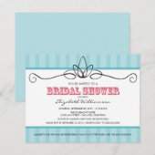 Invitation Chic Deco Bridal Shower (aqua) (Devant / Derrière)
