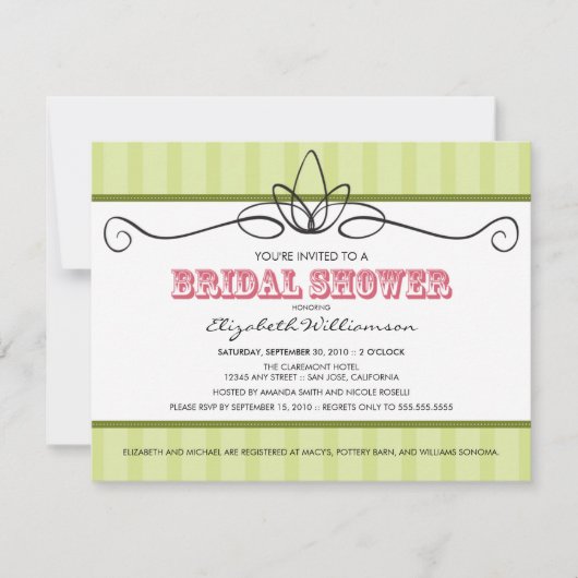 Invitation Chic Deco Bridal Shower (vert citron) (Devant)