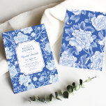 Invitation Chic Delft Blue Chinoiserie Floral Fête des mariée<br><div class="desc">Ce design d'inspiration chinoiserie présente d'élégants fleurons botaniques,  des oiseaux et de la verdure en bleu et blanc délicieux. Personnalisez l'invitation avec vos détails et si vous voulez réorganiser le style et le placement du texte,  veuillez appuyer sur le bouton "Cliquez pour customiser plus loin".</div>