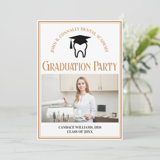 Invitation Chic Dental School Photo Custom Graduation Party (Debout devant)