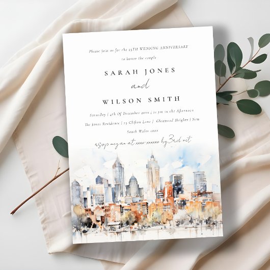 Invitation Chic Denver Colorado Mariage Skyline Anniversaire