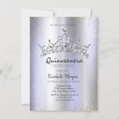 Invitation Chic Diamants Couronne Violet Metallic Quinceañera (Devant)