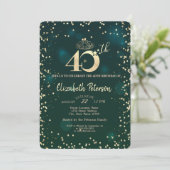 Invitation Chic Diamants Or Vert 40e Fête d'Anniversaire (Debout devant)