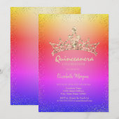 Invitation Chic Diamonds Couronne Ombre Quinceañera (Devant / Derrière)