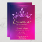 Invitation Chic Diamonds Couronne Quinceañera (Devant / Derrière)