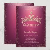 Invitation Chic Diamonds Couronne Quinceañera (Devant / Derrière)