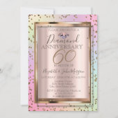 Invitation Chic Diamonds Mariage Holographique Anniversaire I (Devant)