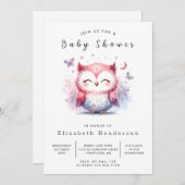 Invitation Chic Digital Owl Baby shower (Devant / Derrière)