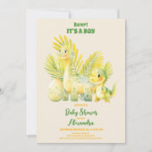 Invitation Chic Dinosaur Boy Baby shower Verdure (Devant)