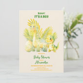 Invitation Chic Dinosaur Boy Baby shower Verdure (Debout devant)