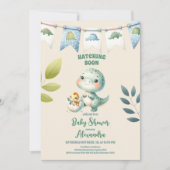 Invitation Chic Dinosaur Boy Baby shower Verdure (Devant)
