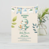 Invitation Chic Dinosaur Boy Baby shower Verdure (Debout devant)