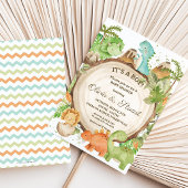 Invitation Chic Dinosaur Boy Baby shower Verdure Chevron