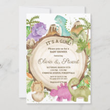 Chic Dinosaures fille Baby shower vert Chevron