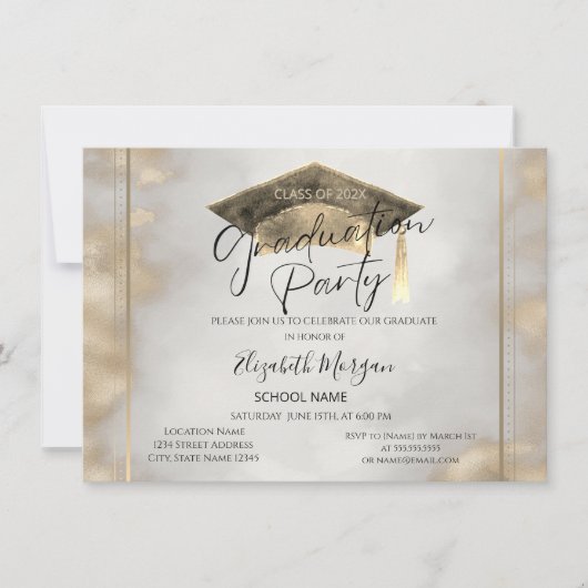 Invitation Chic diplôme Cap Gold Graduation (Devant)