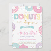 Invitation Chic Donuts et Diapers Baby shower Gold Girls In (Devant)