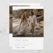 Invitation Chic double face photo Qr Code Mariage (Devant / Derrière)