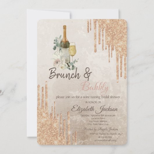 Invitation Chic Drips Brunch & Bubbly Fête des mariées (Devant)