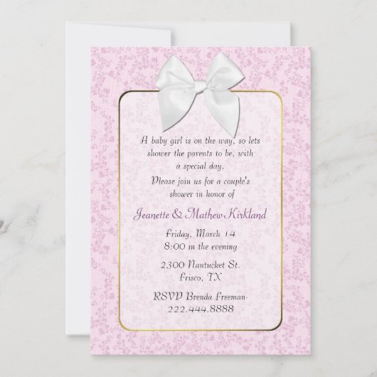 Invitation chic du baby shower du couple rose de (Devant)