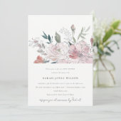 Invitation Chic Dusky Blush Aquarelle Baby shower Floral (Debout devant)