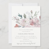 Invitation Chic Dusky Blush Aquarelle Fête des mariées Floral (Devant)