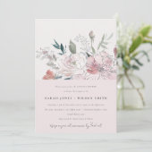 Invitation Chic Dusky Blush Aquarelle Floral Couples Douche (Debout devant)