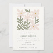 Invitation Chic Dusky Blush Rétro Baby shower Floral Minimal (Devant)
