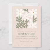 Invitation Chic Dusky Blush Rétro Fiançailles Floral Minimal (Devant)
