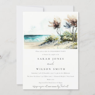 Invitation Chic Dusky Coastal Palm Beach Fiançailles marin