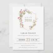 Invitation Chic Dusky Rose Blush Fleur sauvage Crest Graduati (Devant)