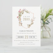 Invitation Chic Dusky Rose Blush Fleur sauvage Crest Graduati (Debout devant)