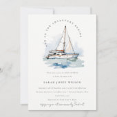 Invitation Chic Dusky Sailboat Baby shower marin (Devant)