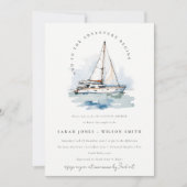 Invitation Chic Dusky Sailboat Yacht Seascape Couples Douche (Devant)