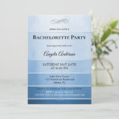 Invitation Chic Dusty Bachelorette rayée Bleue (Debout devant)