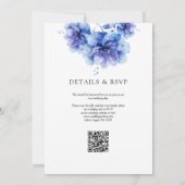 Invitation Chic Dusty Blue Aquarelle Floral QR Code Mariage (Dos)