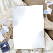 Invitation Chic Dusty Blue Aquarelle Stains Monogram Mariage