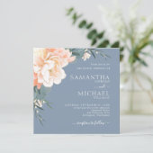 Invitation Chic Dusty Blue Blush Peach Gold FlorMariage (Debout devant)