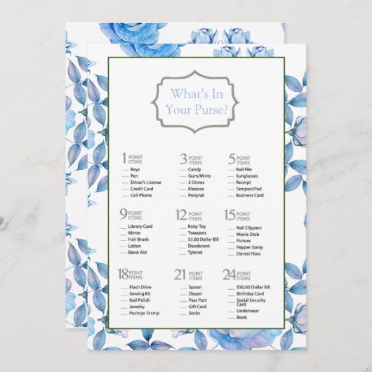 Invitation Chic Dusty Blue Blush Rose Fête des mariées Jeu (Devant / Derrière)